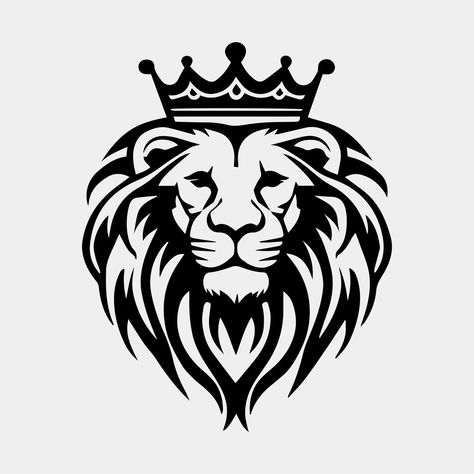 Head of a lion with a crown vector logo Crown Vector Logo, Lion With A Crown, Lion With Crown, Lion Svg, Lion Clipart, Bible Svg, Crown Svg, Lion Face, A Lion