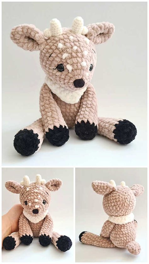 Crocheted Stuffed Animals, Amigurumi Deer, Crochet Ornament Patterns, Christmas Crochet Patterns Free, Crochet Deer, Easy Crochet Animals, Crochet Xmas, Crochet Sweaters, Crochet Animals Free Patterns