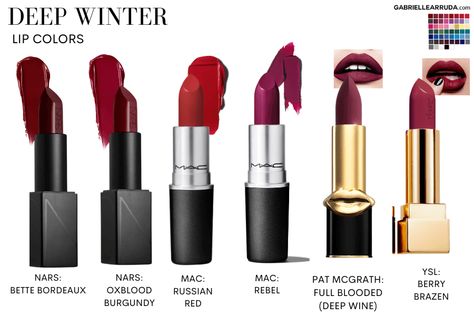 Lip Color For Deep Winter, Foundation For Deep Winter, Deep Winter Make Up Looks, Deep Winter Drugstore Lipstick, Deep Winter Fall Outfits, Winter Pallete Makeup, Blush For Deep Winter, Make Up For Deep Winter, Deep Winter Blush Color
