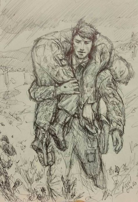 Carry Over Shoulder Drawing, A Soldier Drawing, Drawing Of A Soldier, Carrying On Shoulders Pose, Soldier Carrying Soldier, Army Man Drawing, Solider Drawings, Draw Soldier, Soldiers Drawing