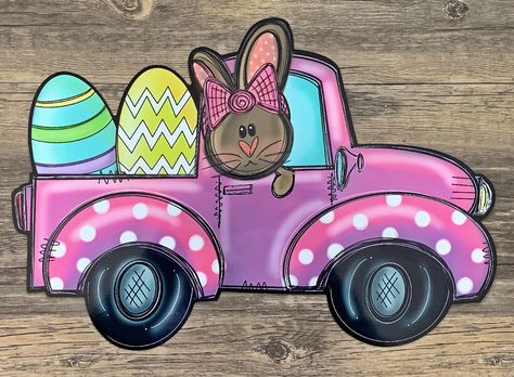 Easter Scrapbooking, Truck Wreath, Wood Yard Art, Easter Wallpaper, Pizza Pan, Easter Craft Decorations, Easter Tablescapes, Easter Signs, Wreath Supplies