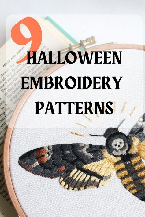 Embroidery Patterns Modern, Witchy Embroidery Patterns, Horror Embroidery, Goth Embroidery, Witchy Embroidery, Spooky Embroidery, Moon Cross Stitch Pattern, Spirit Of Halloween, Moon Cross Stitch