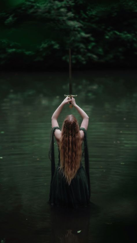 Lady of the lake aesthetic lake fantasy core sword Excalibur king arthur fairytale phone wallpaper Lady Of The Lake Aesthetic, Why Do I Read, Dark Fairytale Aesthetic, Fairytale Photoshoot, Lake Photoshoot, Medieval Aesthetic, Fairytale Aesthetic, Lady Of The Lake, Dark Fairytale