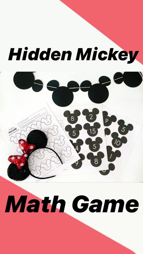 Hidden Mickey Math Game - The Gray Ruby Diaries Kindergarten Disney Day, Disney Day Kindergarten Activities, Disney Day Preschool Activities, Disney Day Preschool, Disney Day In Classroom, Disney Day At School Ideas, School Disney Day, Disney Room Transformation Classroom, Disney Math Activities