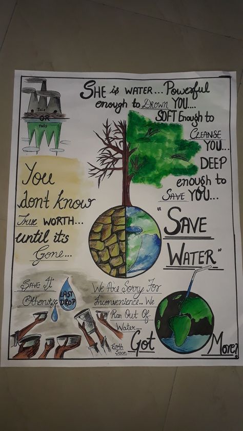 Land Restoration Desertification And Drought Resilience Poster Making, Save Water Save Trees Drawing, Land Restoration Desertification And Drought Resilience Drawing, Poster Making On Save Water, Soil And Water Conservation Poster Ideas, Drought Resilience Poster, Environment Protection Drawing, Plastic Free India Poster Drawing, Environment Poster Design Ideas