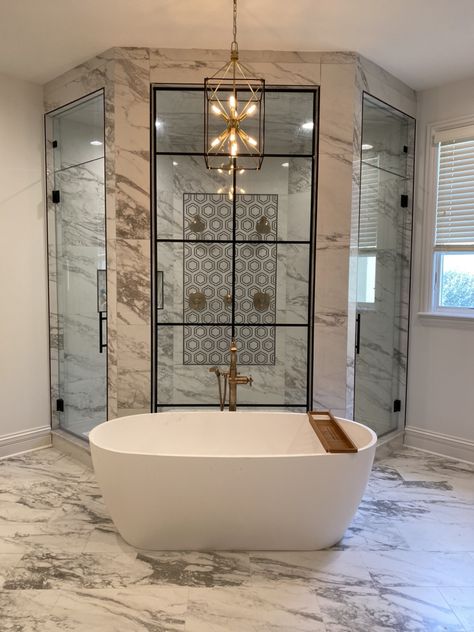 Private Walk In Shower Ideas, Neutral Walk In Shower Ideas, Luxury Master Bathrooms 2023, His And Her Sinks Master Baths, Luxury Bathroom Ideas Master Suite, Luxury Showers Master Baths, Large Bathroom Remodel, Modern Bathroom Designs, Tattoo Modern