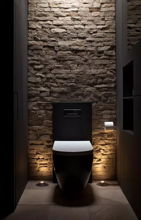 Déco toilette chic : ces inspirations de WC modernes - BCG Toilet Design Small, Wc Decoration, Small Toilet Design, Wc Ideas, Toilet Restaurant, Toilette Design, Modern Restaurant Design, Black Bedroom Design, Toilet Room Decor