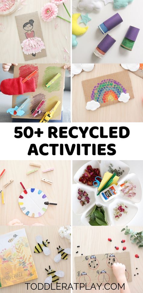 Who doesn’t love a recycled craft? We absolutely love them, in fact, we have a ton over on the blog! So we’ve compiled a list and gathered them all right here in this 50+ Recycled Activities post! All of the crafts and activities are made with recycled materials, making these ideas inexpensive and quick to set-up. From paper rolls to egg cartons, you’ll find many fun ideas! #recycledcrafts #recycledactivities #toddlercrafts Amigurumi Patterns, Recycled Activities, Recycled Crafts Kids Preschool, Games To Play With Kids, Recycled Crafts Kids, Creative Playground, Preschool Activities Toddler, Egg Cartons, The Crafts