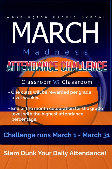 March Madness Attendance Challenge | Washington Middle School Attendance Rewards Middle School, March Madness Attendance Challenge, Attendance Challenge Ideas, Attendance Incentives Middle School, Community School Coordinator, School Attendance Incentives, Attendance Incentives Elementary, Elementary School Themes For The Year, Attendance Activities