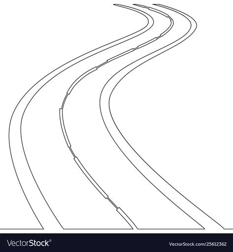 Road Vector Illustration, Draw Prompts, Drawing Road, Road Tattoo, Road Illustration, Road Drawing, Success Poster, Road Lines, Outline Pictures