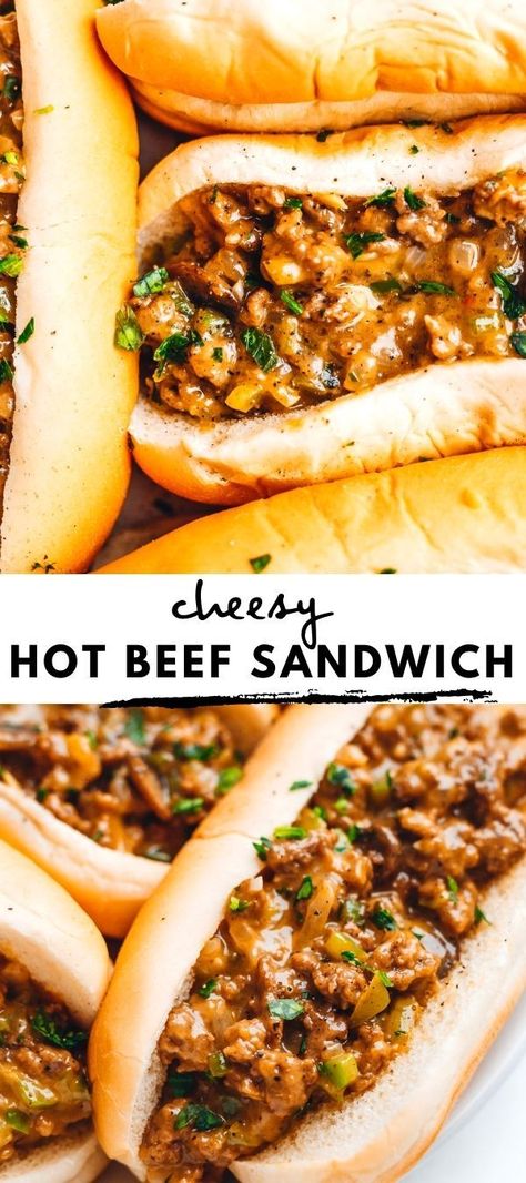 Essen, Hamburg, Hot Beef Sandwich, Cream Of Mushroom Sauce, Hot Beef Sandwiches, Hot Beef, Beef Sandwich Recipes, Easy Meatloaf, Dinner With Ground Beef