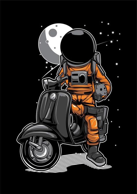 Background Wallpaper For Iphone, Astronaut Illustration, Motorbike Art, Seni Pop, Astronaut Wallpaper, Cartoon Mascot, Astronaut Art, Psy Art, Moon Illustration