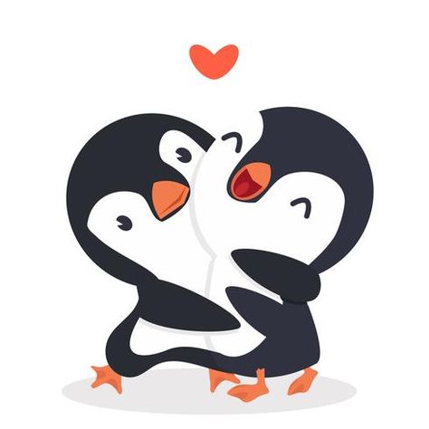 Hug Tumblr, Penguins In Love, Penguin Hug, Hug Cartoon, Hugging Drawing, Penguin Tattoo, Happy Penguin, Penguin Cartoon, Penguin Drawing