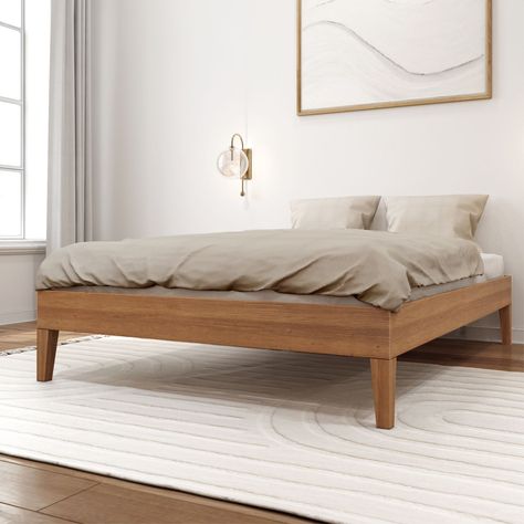 Platform Bed No Headboard, Rental Bedroom, Twin Xl Bed Frame, Low Bed Frame, Low Profile Bed Frame, Wood Twin Bed, Twin Platform Bed Frame, Bed Stand, Minimalist Bed