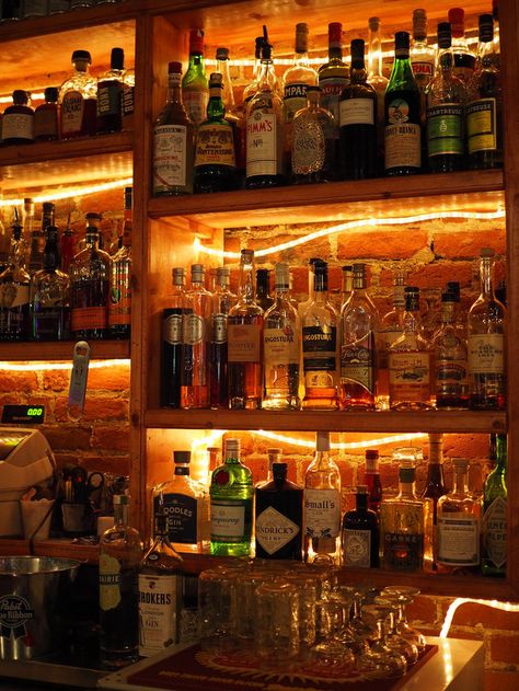 Dive Bar Aesthetic, Staggered Shelving, House Bars, Bar Reference, Denver Bars, Sport Bar Design, Pub Night, Denver Neighborhoods, Sports Bars