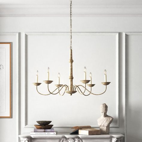 Kelly Clarkson Home 6 - Light Candle Style Traditional Chandelier & Reviews | Wayfair French Country Chandelier, Country Chandelier, Kelly Clarkson Home, Classic Chandelier, Dining Room Light Fixtures, Chandelier Metal, Wagon Wheel Chandelier, Geometric Chandelier, Candle Style Chandelier