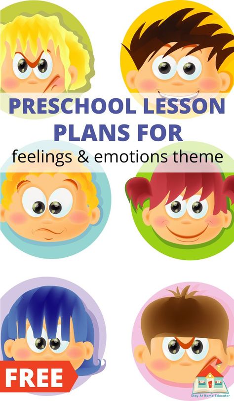 Teach your preschooler about recognizing and expressing their feelings and emotions with these feelings and emotions lesson plans. Done for you, just print and teach! These free preschool lesson plans feature over 16, nearly no-prep, hands-on preschool activities that will teach your preschooler or toddler about self-regulation and emotional intelligence. Perfect for remote learning and homeschoool preschool. Preschool Social And Emotional Activity, Emotions Preschool Lesson Plans, Emotions Language Activities Preschool, Emotion And Feelings Preschool, Emotions Art Preschool Activities, Feelings And Emotions Theme Preschool, Feeling Theme For Preschool, Social Emotional Lesson Plans Preschool, Preschool Feelings And Emotions Activities