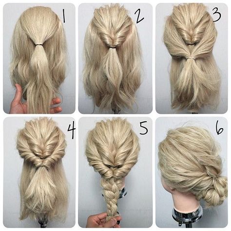 Cool Quick Updos For Long Thick Hair http://rnbjunkiex.tumblr.com/post/157432256917/beautiful-short-hairstyles-for-oval-faces-short Sanggul Modern, Kadeřnické Trendy, Simple Hairstyles, Simple Wedding Hairstyles, Up Dos For Medium Hair, Hair Ponytail, Trendy Wedding Hairstyles, Work Hairstyles, العناية بالشعر