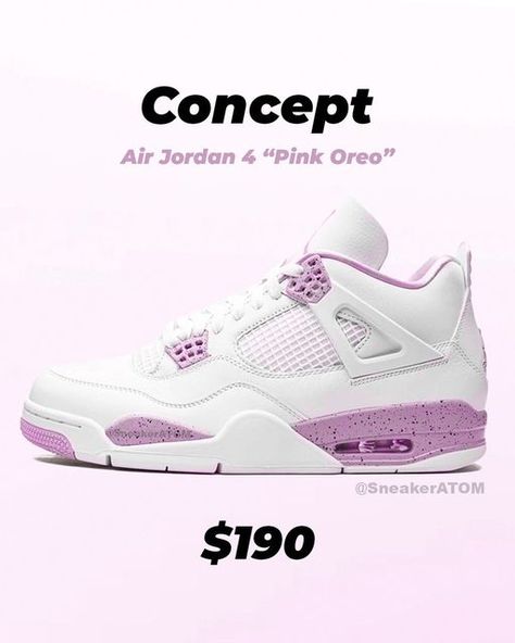 SneakerATOM on Instagram: "Air Jordan 4 “Pink Oreo”. Who wishes to see a release for Valentine's Day?💕 - Need help buying exclusive sneakers for retail price? Join @SneakerATOM. Link in BIO🔥 - This is a sneaker concept design by @SneakerATOM*" Jordan 4 Pink, Jordans 4, Jordan 4’s, Pink Jordans, Custom Sneakers Diy, Boty Nike, Pretty Shoes Sneakers, Jordan 4s, Nike Jordan Retro