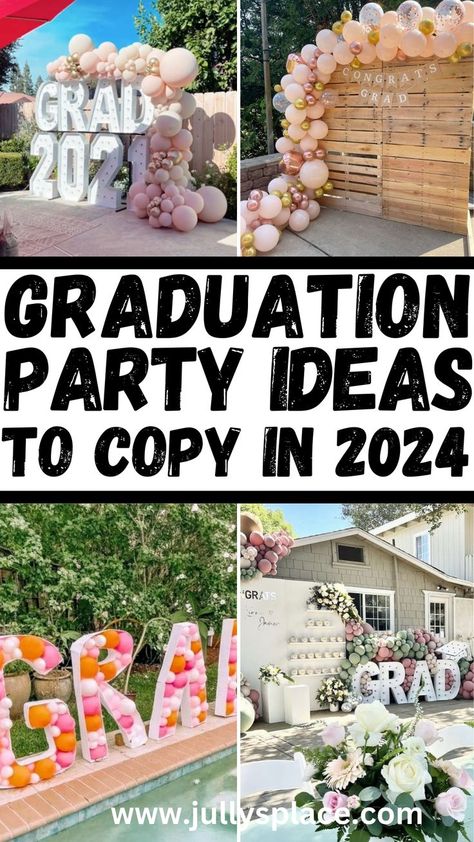 Graduation Party Ideas, grad party ideas , graduation party themes Graduation Balloon Decorations, Balloon Decorations Graduation, Outdoor Graduation Party Decorations, Diy Graduation Decorations, Diy Graduation Decorations Party, Balloon Decoration Ideas, High School Graduation Party Decorations, Graduation Party Backdrops, Backyard Graduation Party