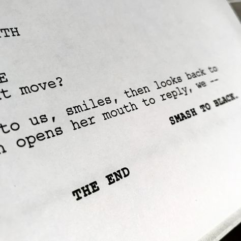 My two favorite words in any script I write (yes, this is just the first draft… But I’m still happy to reach “The End”)...#writer #awriterslife #writtenby #screenplay #screenwriter #screenwriting #writtenby #television #filmscript #script #tvscript #dialogue #closeup #thebiz #showbiz #tv #movie #film #pages #creative #finaldraft #computer #fadein #scene #character #action #hollywood #losangeles #lalife #hollywoodlife #theend Writing A Script Aesthetic, Final Draft Screenwriting, Writing Scripts Aesthetic, Writing Screenplay Aesthetic, Script Aesthetic Play, Play Script Aesthetic, Tv Writer Aesthetic, Movie Writer Aesthetic, Screenplay Writing Aesthetic