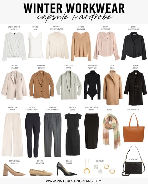 Outfit Capsule, Ținute Business Casual, Wardrobe Shoes, Winter Workwear, Workwear Capsule Wardrobe, Workwear Capsule, Tops Winter, Work Capsule, Mode Hijabi