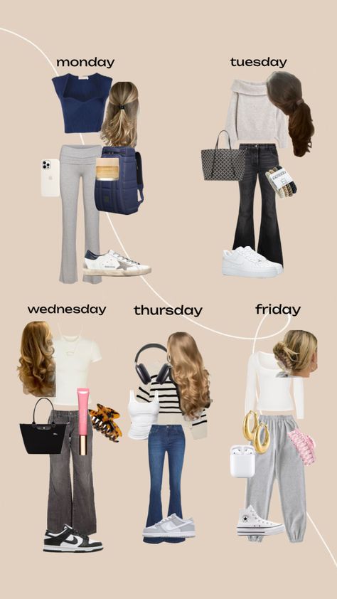 Simple Uni Outfits, Spring Uni Outfits, Ralph Lauren Style Classy, First Week Of School Outfits, Fashion Outfits Preppy, Week Of School Outfits, Vacation Outfits Winter, Uni Outfit Ideas, Outfit Inspo Birthday