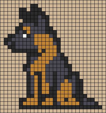 Dog Pixel Art 32x32, German Shepherd Pixel Art, Perler Beads Dogs Patterns, German Shepherd Perler Beads, Pixel Art Dog Cute, Pixel Art Chien, 16 Pixel Art, Small Pixel Art Grid, Horse Pixel Art