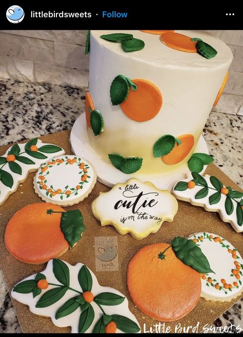 Cuties Cake Ideas, Cutie Themed Cake, Little Cutie Cake Ideas, Cutie Orange Baby Shower Theme Cake, Orange Themed Cake, A Little Cutie Is On The Way Cake, Little Cutie Baby Shower Food, Orange Theme Cake, Orange Baby Shower Cake