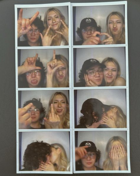 couple photo booth pic poses inspo ! creator - kammilawley on insta Bf Gf Photo, Photo Booth Poses Couple, Couple Photo Booth, Cute Couple Selfies Poses, Photobox Ideas Pose Couple, Gf Photo, Photo Booth Pics, Picture Booth, Emo Couples