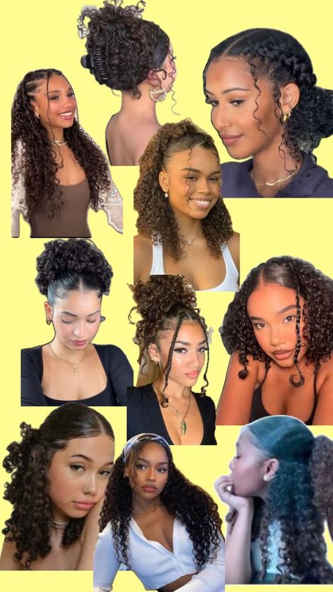 Quick Curly Hairstyles, Curly Hair Inspo, Afro Hair Care, Hairstyle Examples, Mixed Curly Hair, Quick Natural Hair Styles, Cute Curly Hairstyles, Dyed Hair Inspiration, Curly Hair Styles Easy