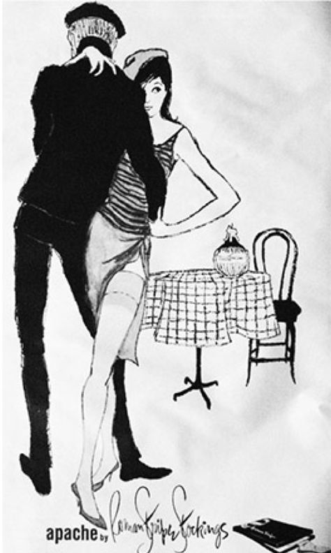 Anonymous, Apache stockings ad. Art Journals, Beatnik Style, Checkered Tablecloth, Beat Generation, Into Fashion, Fashion Capsule, Belle Epoque, Grafik Design, Fashion History