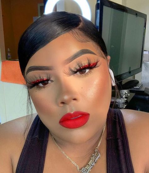 Red Lipstick Looks Black Women, Red Lip For Black Women, Red Lip Dark Skin Black Women, Red And Black Makeup Looks Black Women, Red Lip Makeup Look Black Women, Red Lip Makeup Look Black Women Make Up, Red Makeup Looks Black Women, Black And Red Makeup Looks, Red And Black Makeup Looks