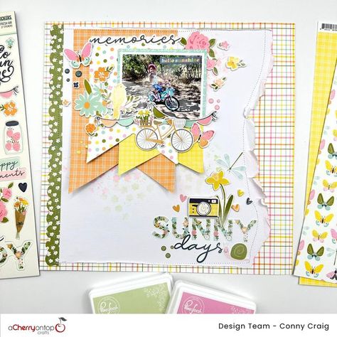 Spring Scrapbook, Scrapbook Layout Ideas, Paper Folding Techniques, Double Knitting Patterns, Cute Scrapbooks, Online Scrapbook, Scrapbooking Layouts Baby, Mixed Media Scrapbooking, Bike Rides