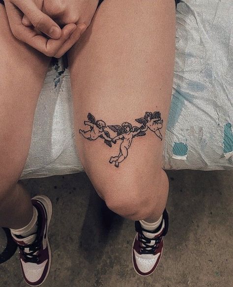 Tato Grunge, Angel Tattoo For Women, Tattoos Sleeve, Tattoos Geometric, Dope Tattoos For Women, Leg Tattoos Women, Stomach Tattoos, Knee Tattoo, Thigh Tattoos Women