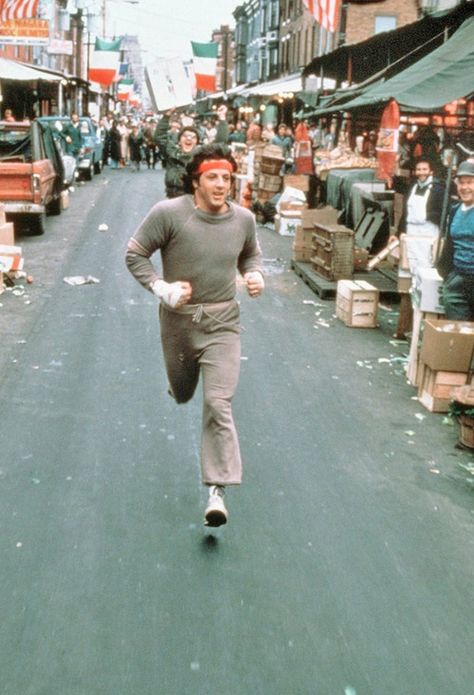 Rocky worked out in the same damn ugly sweatsuit every day. You don't need Lululemon or Nike. Rock Balboa, Rocky Stallone, Rocky Sylvester Stallone, Rocky Film, Rocky Ii, Posters Decor, John Rambo, Rocky Balboa, Bruce Willis