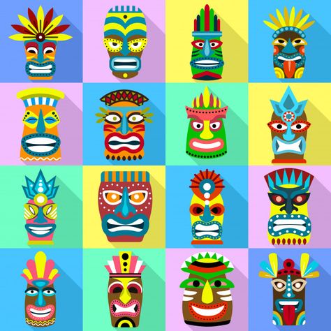 Tiki Faces, Tiki Totem, Tiki Mask, Tiki Art, Hawaiian Tiki, Hawaiian Party, Tiki Party, Masks Art, Hawaiian Luau