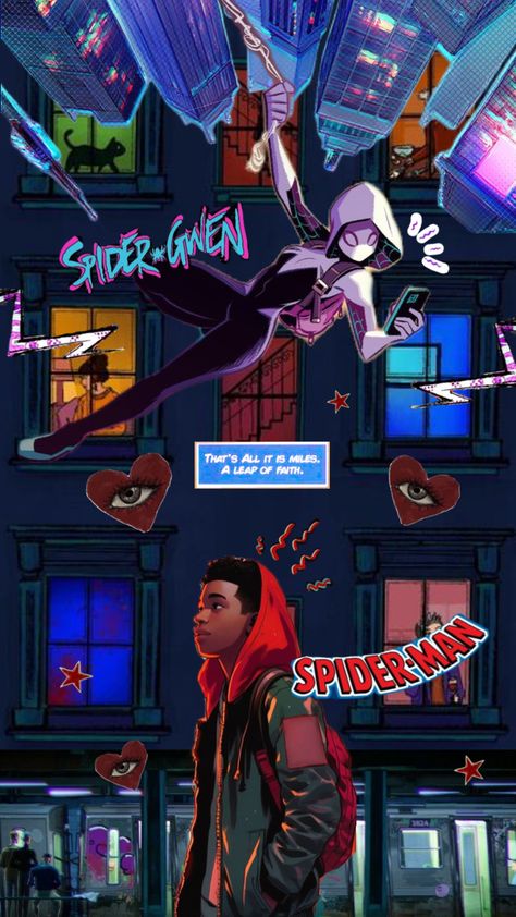 Somewhere in the spider verse 🕷️♥️ #milesmorales #movies #vibes #music #wallpaper #art #quotes #marvel #comics #animation #spiderman #spiderverse #spidermanaesthetic #aesthetic #love #friendship #gwenstacy Spider Man Into The Spiderverse Poster, Spiderman Spiderverse Wallpaper, Iphone Wallpaper Couple, Marvel Art Drawings, Spiderman Spiderverse, Comic Clothes, Miles Spiderman, Hello Kitty Crafts, Spider Art