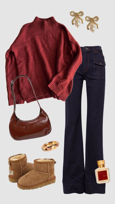 #outfitinspo #beauty #vibes #wallpaper #art #fitinspo #fit #fitcheck #oufit #outfitinspiration #outfitideas #city #school #casual #citygirl #style #styleinspo #uggs #red #rorygilmore City School, Mode Emo, Vetements Clothing, Beauty Vibes, Vibes Wallpaper, Idee Cosplay, Elegant Casual, Dress Boots, Wallpaper Art