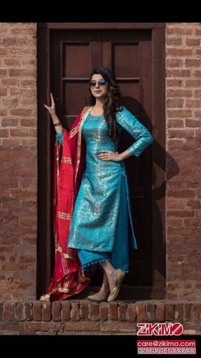 Simple Plazo Suit Designs, Haute Couture, Saree Ka Suit Design, Banarsi Suit Design Indian Style, Suit Back Design, Punjabi Singer, Nimrat Khaira, Silk Kurti Designs, Smile Pictures