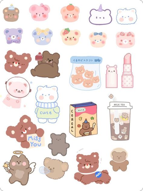 Cute Stickers Goodnotes, Cute Stickers To Print Aesthetic, Print Stickers Aesthetic, Kawaii Stickers Printable Scrapbooking, Cute Aesthetic Stickers Printable, Cute Printable Stickers Journal, Printable Stickers Scrapbooks, Printable Aesthetic Stickers, Scrapbook Stickers Printable Aesthetic