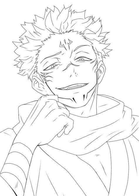 line art sukuna jujutsu kaisen Sakuna Jujutsu Painting, Sakuna Sketch Jujutsu Kaisen, Jujutsu Kaisen Sketch Art, Sakuna Jujutsu Drawing Sketch, Sakuna Jujutsu Kaisen Drawing, Anime Sketch Sukuna, Jujutsu Kaisen Sukuna Sketch, Sakuna Ryomen Drawing, Jujutsu Kaisen Drawing Ideas