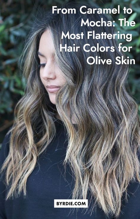 From Caramel to Mocha: The Most Flattering Hair Colors for Olive Skin Brunette Balayage Olive Skin, Gold Skin Tone Hair Color, Balayage, Oligo Calura Hair Color, Bayalage For Olive Skin Tone, Brunette For Olive Skin, Hair Color For Light Brown Eyes Olive Skin, Hair Colour Ideas For Olive Skin, Tan Skin With Highlights