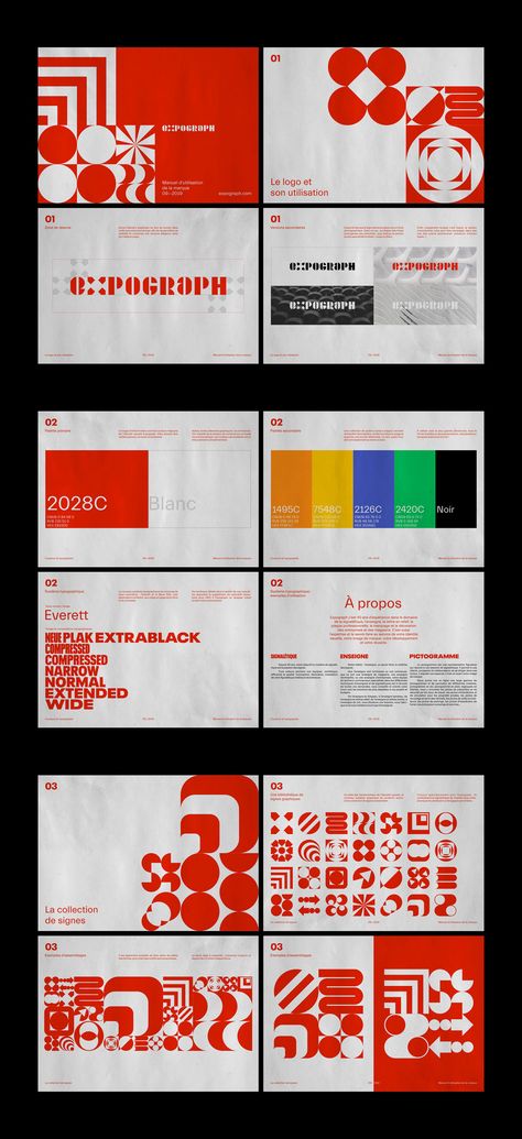 Expograph - brand identity and graphic design by Brand Brothers. Logos, Visual Identity Design Branding, Travel Brochure Design, Typographic Artwork, Branding Identity Inspiration, Grapic Design, Identity Graphic Design, 포트폴리오 레이아웃, Visual Identity System