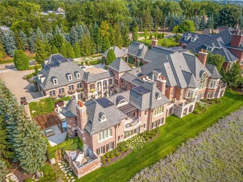 $10.5M Michigan dream home has 27 rooms, car wash and 2 story library - mlive.com Croquis, Exposed Aggregate Driveway, Big Mansions, Florida Mansion, Caribbean Resort, Dream Mansion, Italian Villa, Expensive Houses, Amazing Home
