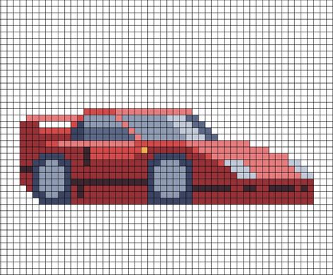 A pixel art template of the Ferrari F-40 car from its side - still showing the bonnet (trunk for Americans). Pixel Christmas, Pixel Car, Carros Lamborghini, Senior Night Gifts, F1 Art, Easy Perler Beads Ideas, Easy Pixel Art, Pixel Art Templates, Pixel Drawing