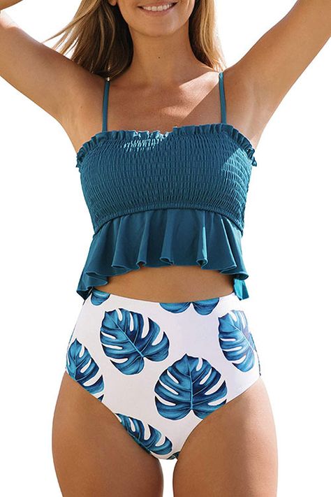 Swimsuit High Waisted, Two Piece Bathing Suit, Cupshe Bikinis, Beach Clothes, Summer Bathing Suits, Trendy Swimsuits, Ruffle Swimsuit