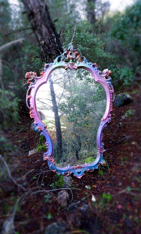 Fairy Mirror Rococo Baroque Ornate Rainbow Mirror Marie Antoinette Hand Painted Frame Vintage Revamped Colorful Mirror Made in Italy 1950s Rainbow Mirrors, Painted Wooden Mirror, Fairy Mirror, Painting Mirror Frames, Rococo Baroque, Rainbow Mirror, Colorful Mirror, Long Mirror, Mirror Paint