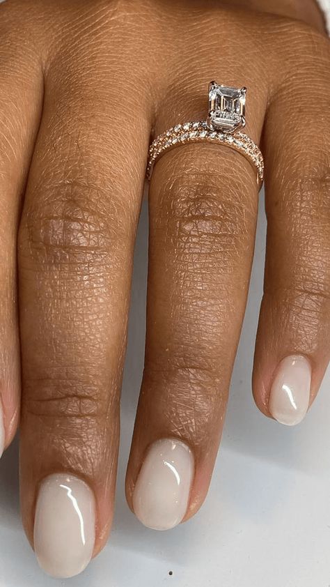 Bride Nail Color Wedding, Shear White Nails, Milk Nails Short, Milky Bridal Nails, Neutral Dip Powder Nails Short, Cream Wedding Nails, Cloudy Nails Acrylic, Cloud White Nails, Dip Powder Manicure Ideas