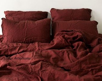 Burgundy Bedding, Bedding Natural, Neutral Bed Linen, Unique Duvet Covers, Red Sheets, Pijamas Women, Fall Bedding, Black Bed Linen, King Bedding